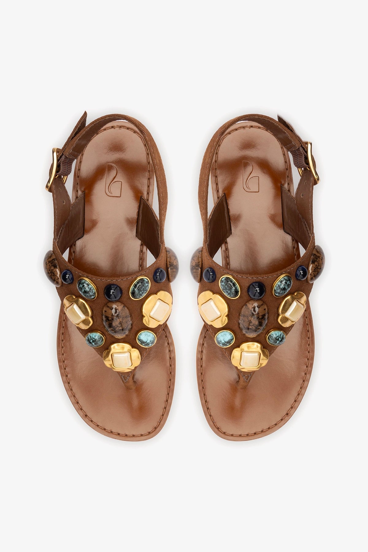 Talitha Flat Sandal In Brown Leather - Larroude