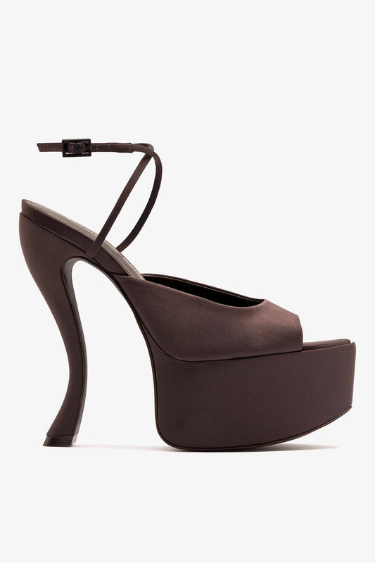 Larroudé x Nicolò B.: Lola Sandal Mahogany Satin - Larroude
