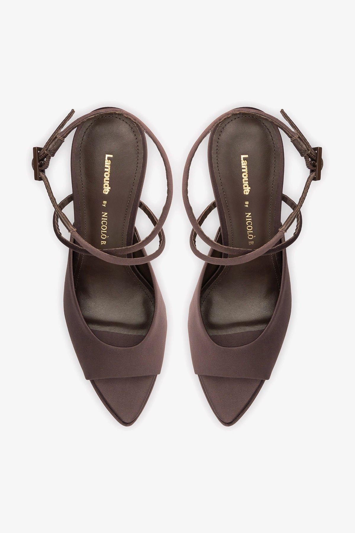 Larroudé x Nicolò B.: Lola Sandal Mahogany Satin - Larroude
