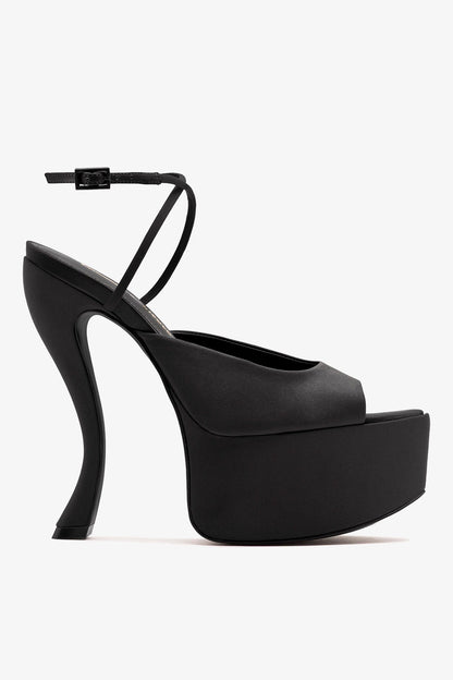 Larroudé x Nicolò B.: Lola Sandal Black Satin - Larroude
