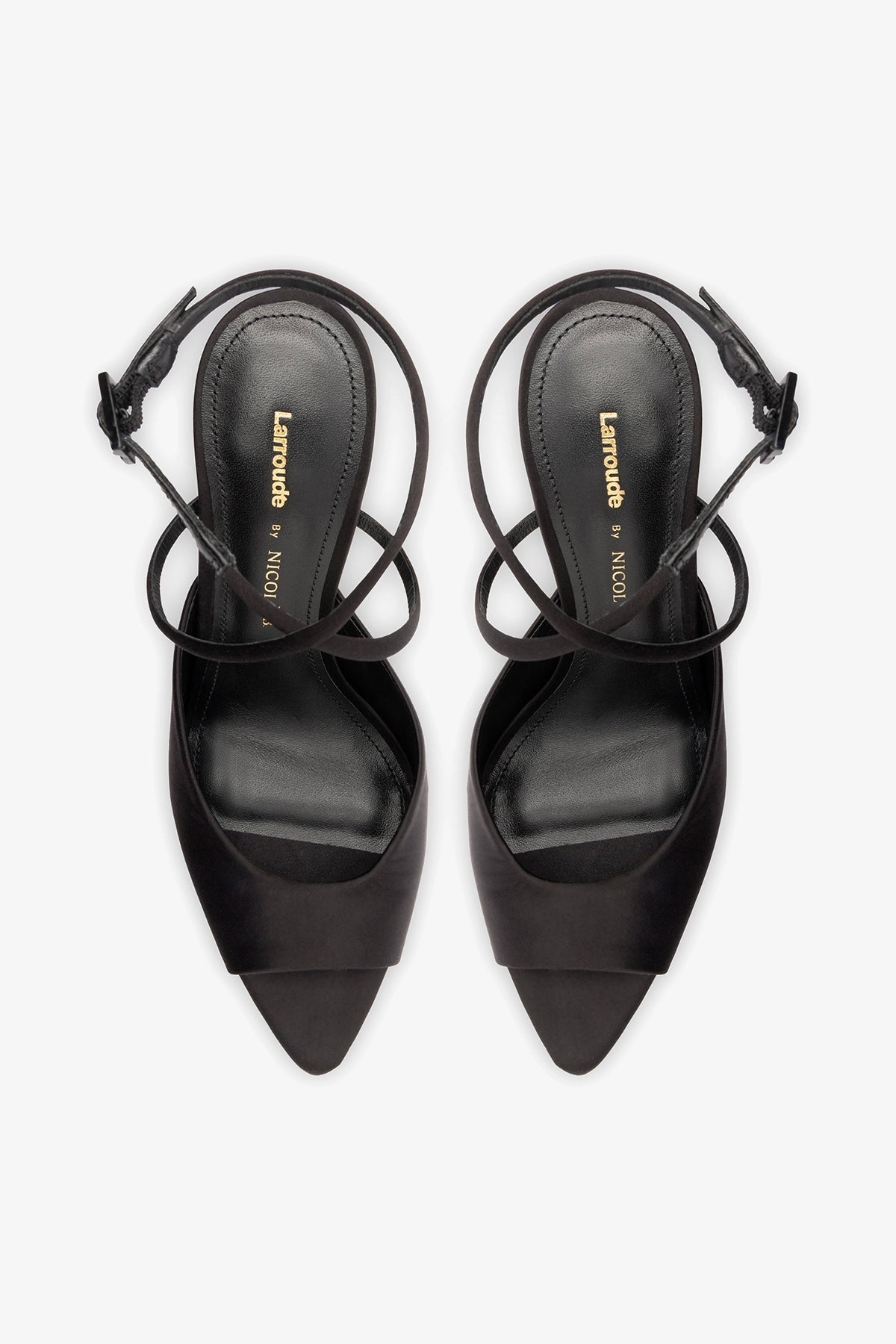Larroudé x Nicolò B.: Lola Sandal Black Satin - Larroude