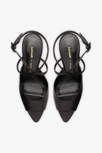 Larroudé x Nicolò B.: Lola Sandal Black Satin - Larroude
