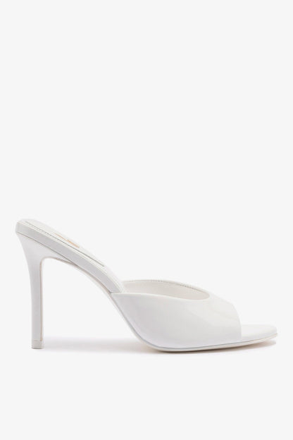 Jasmine Hi Mule In White Leather - Larroude
