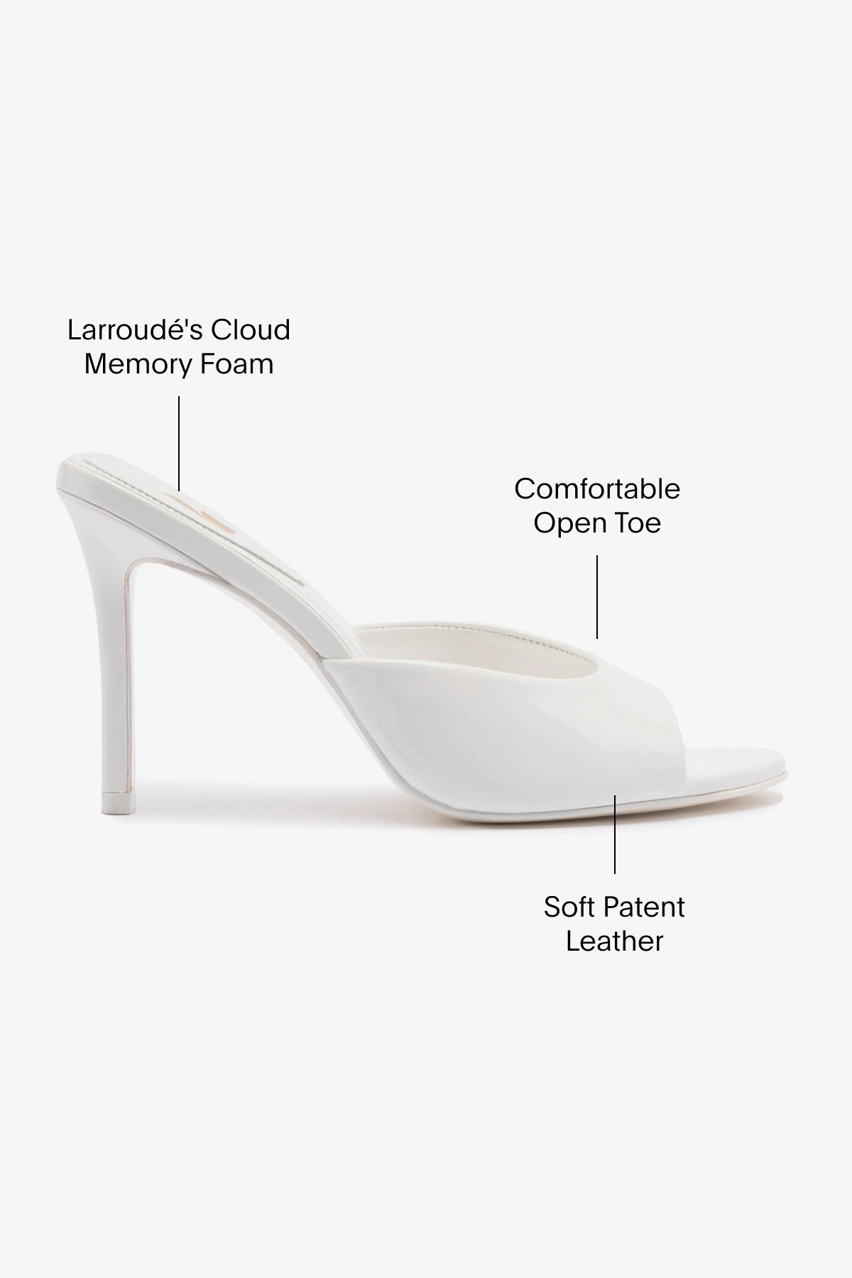 Jasmine Hi Mule In White Leather - Larroude