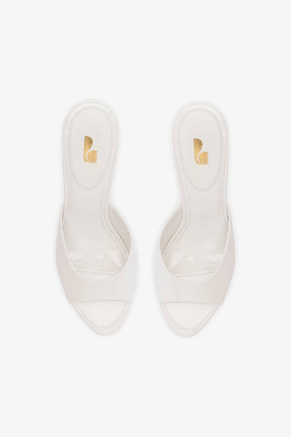 Jasmine Hi Mule In White Leather - Larroude
