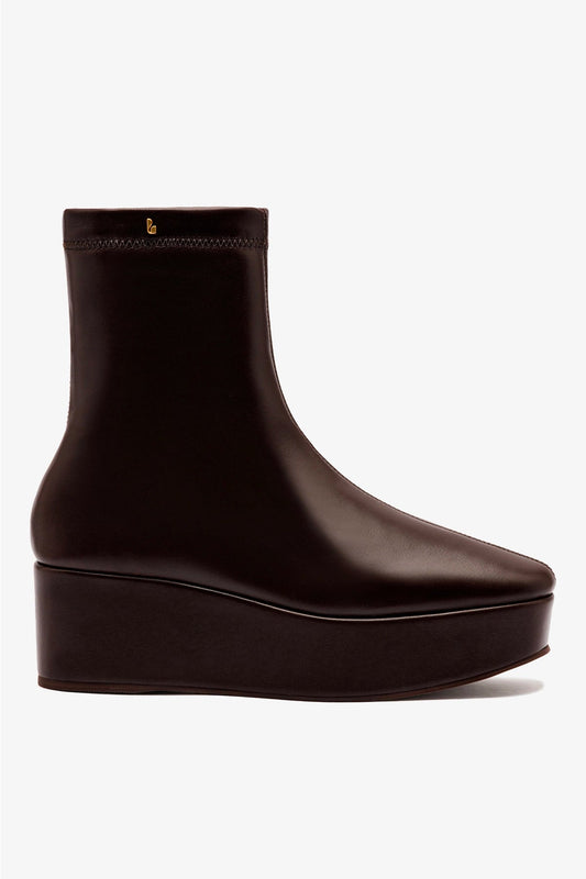 Dani Flatform Boot In Brown Leather - Larroude