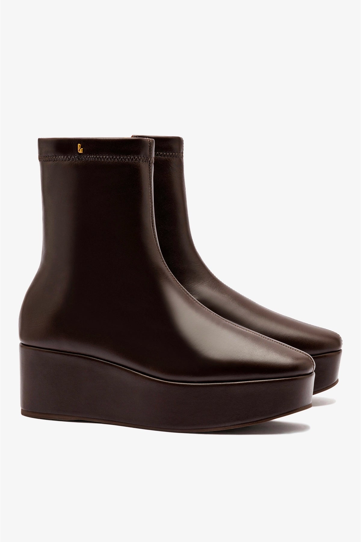 Dani Flatform Boot In Brown Leather - Larroude