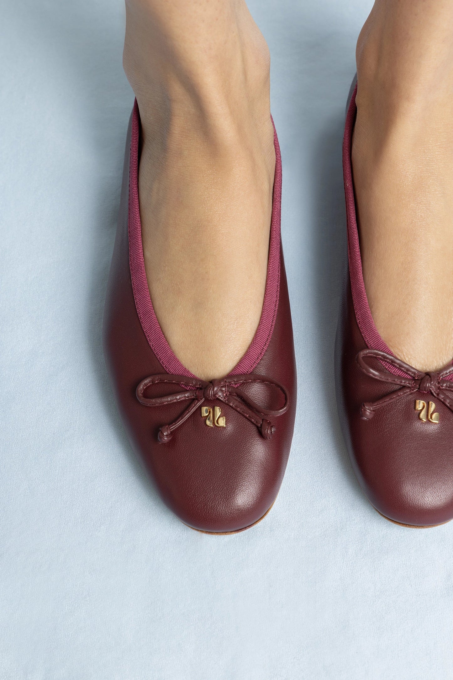 Pavlova Ballet Flat In Burgundy Leather - Larroude