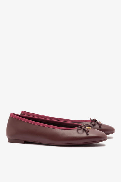 Pavlova Ballet Flat In Burgundy Leather - Larroude