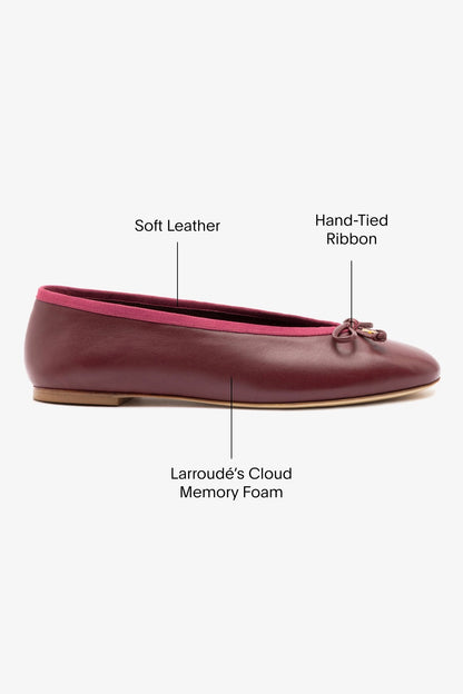 Pavlova Ballet Flat In Burgundy Leather - Larroude