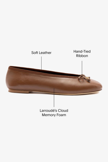 Pavlova Ballet Flat In Burnt Umber Leather - Larroude
