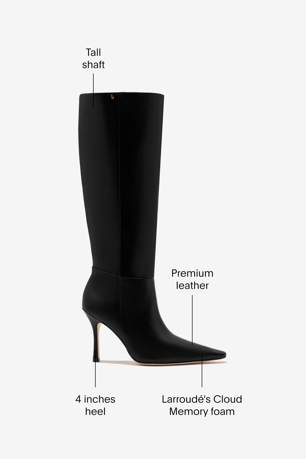 Carine Boot In Black Leather - Larroude