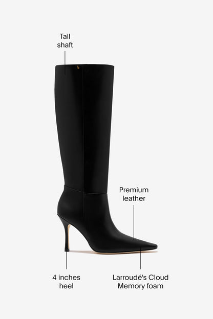 Carine Boot In Black Leather - Larroude