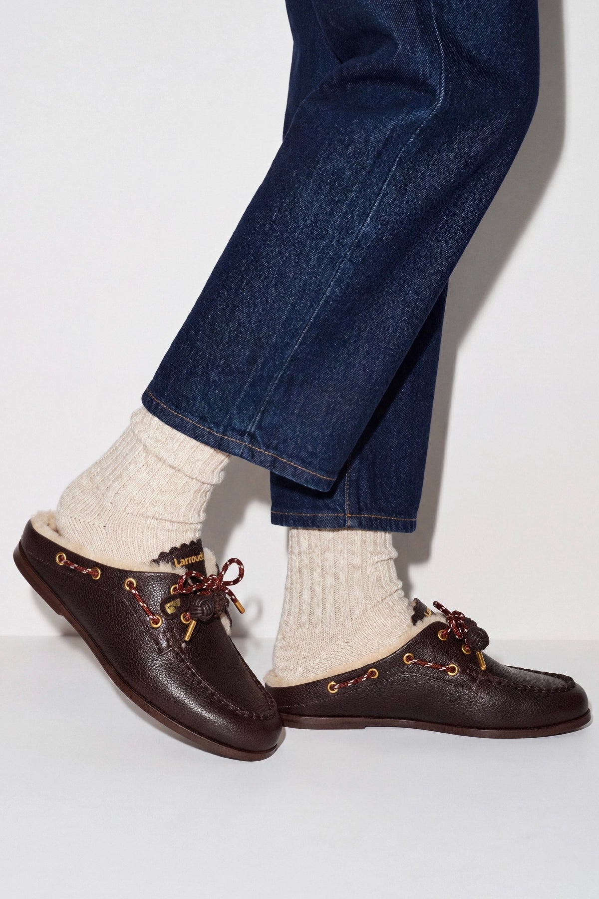Cyprus Shearling Mule Brown Leather - Larroude