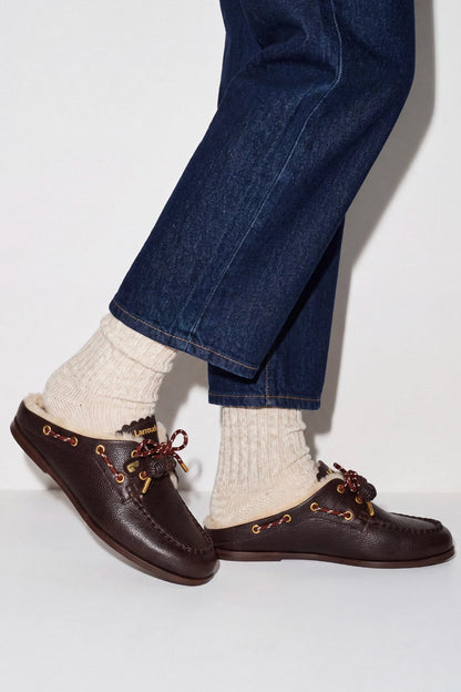 Cyprus Shearling Mule Brown Leather - Larroude