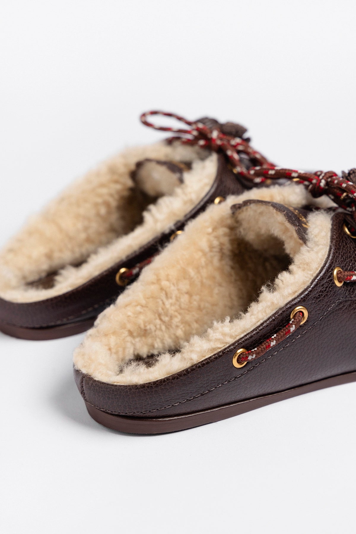 Cyprus Shearling Mule Brown Leather - Larroude