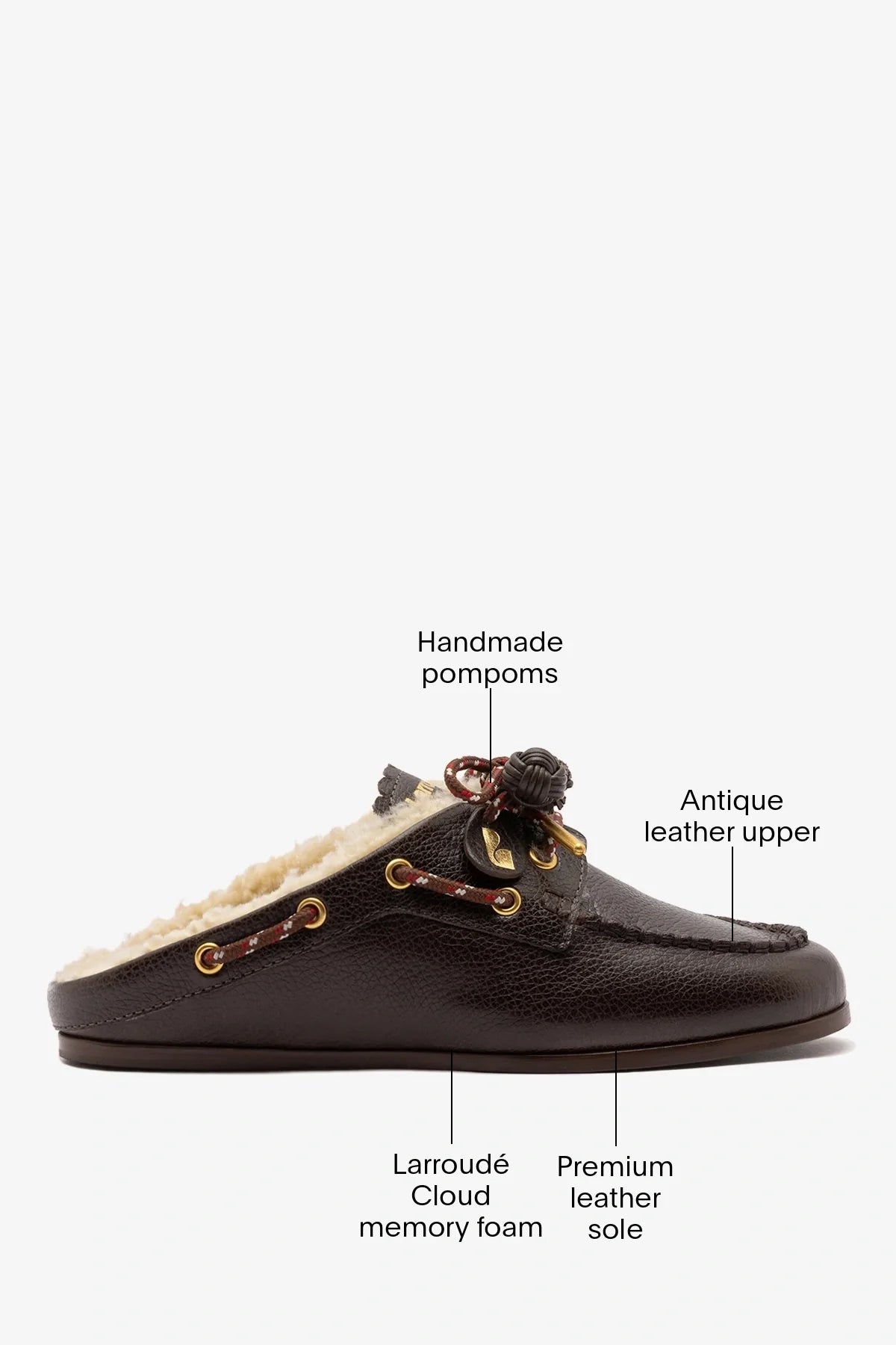 Cyprus Shearling Mule Brown Leather - Larroude