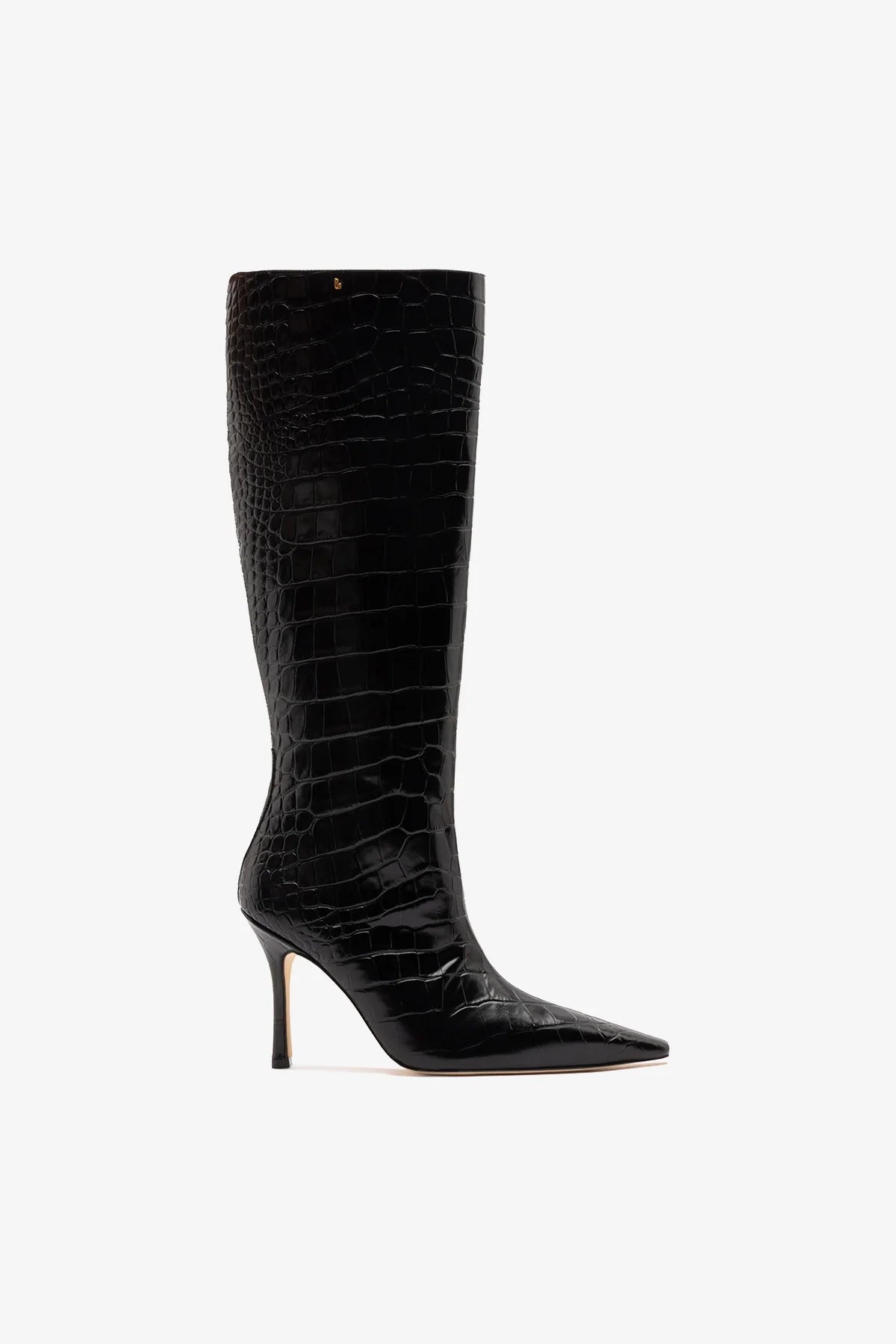 Carine Boot Black Croco Patent Leather - Larroude