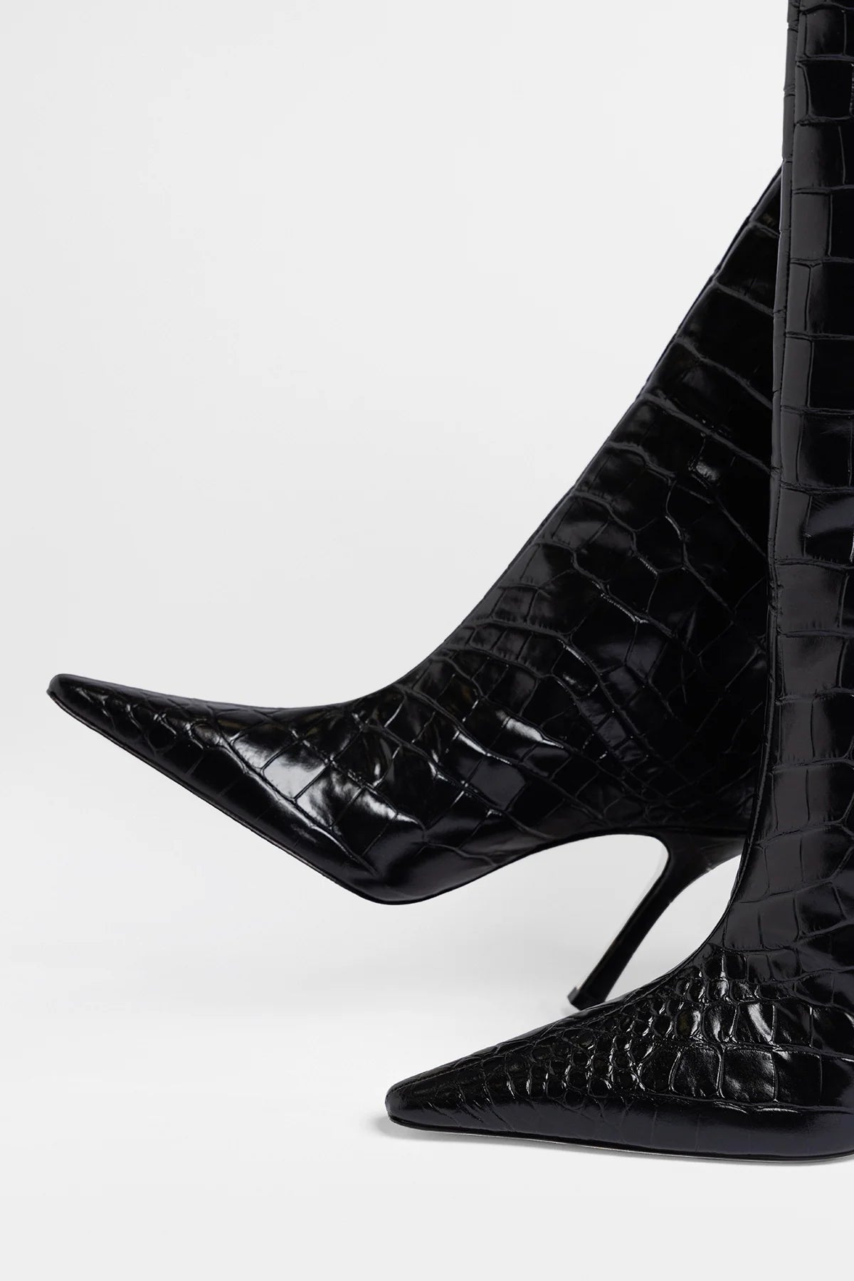 Carine Boot Black Croco Patent Leather - Larroude