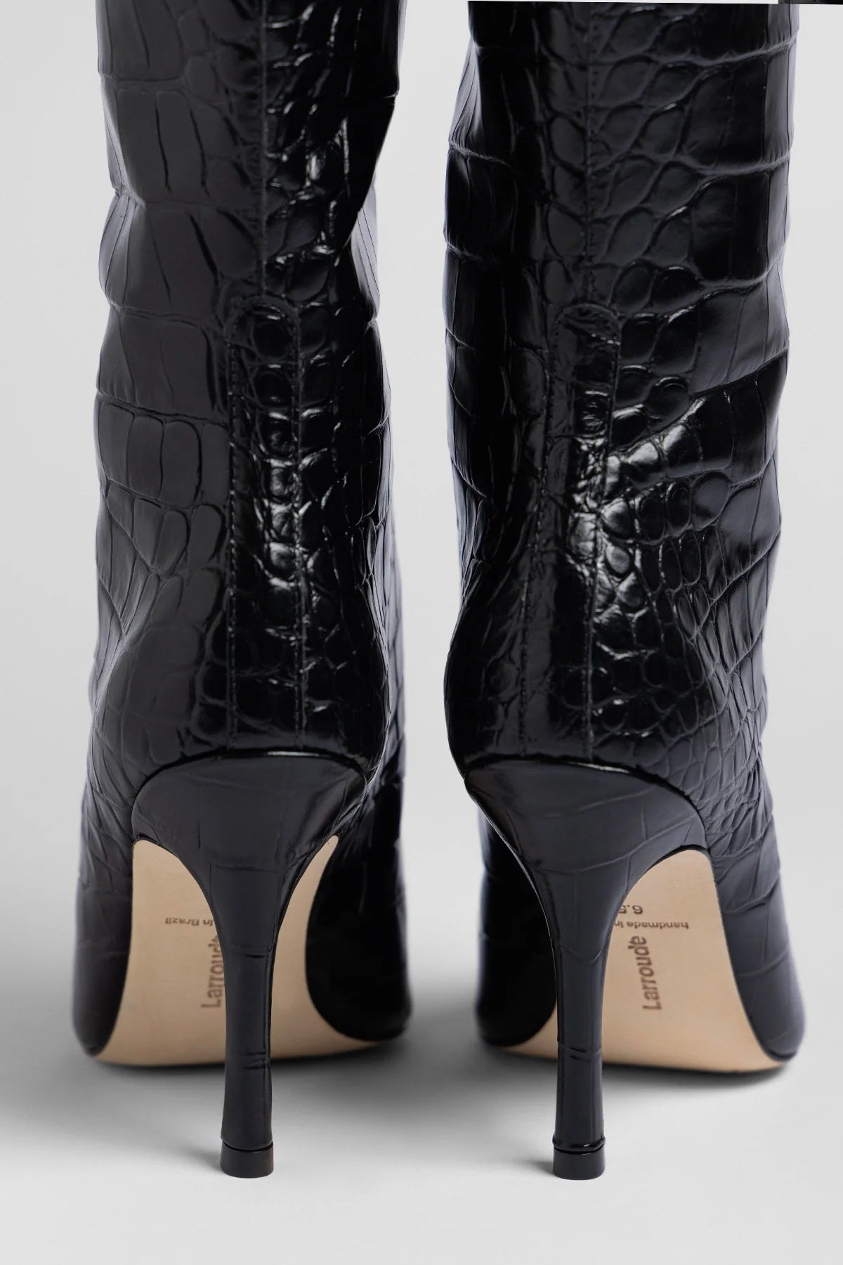 Carine Boot Black Croco Patent Leather - Larroude