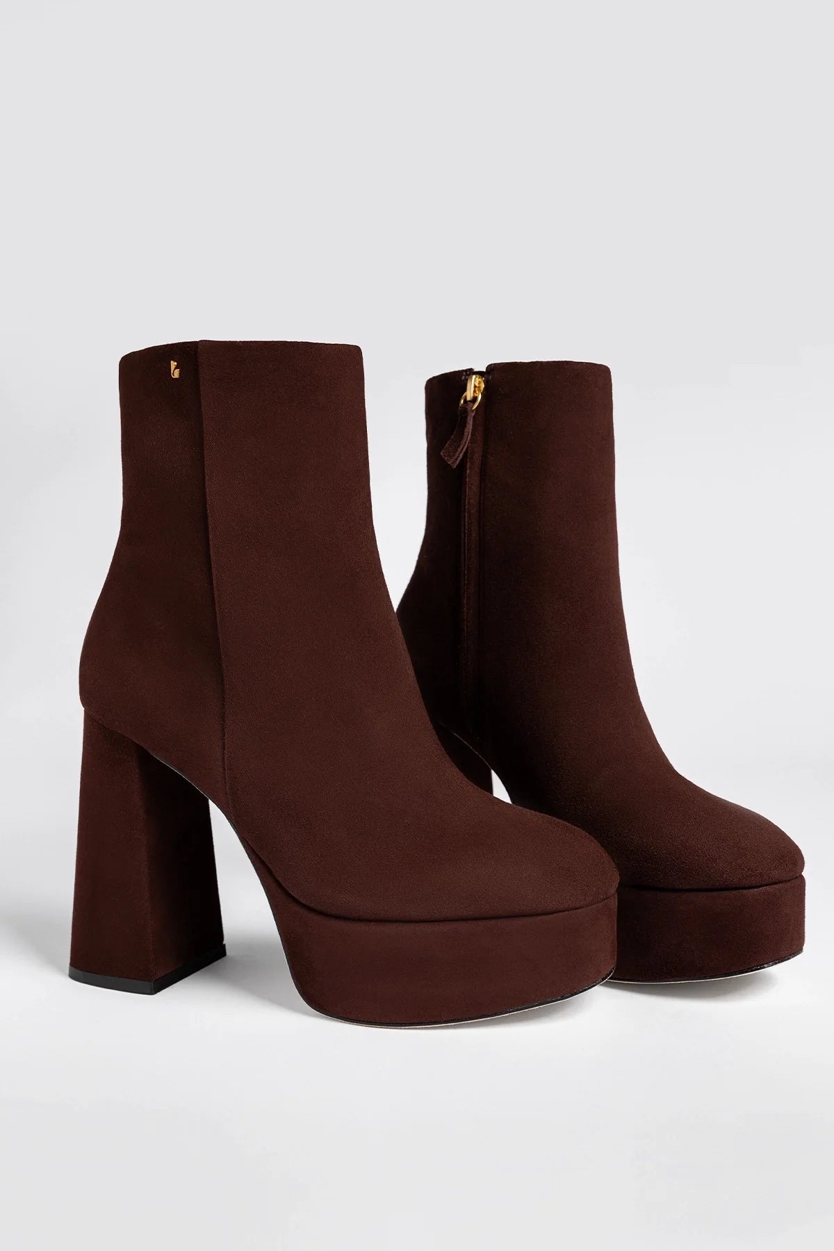 Dolly Platform Boot Brown Suede - Larroude