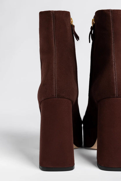 Dolly Platform Boot Brown Suede - Larroude