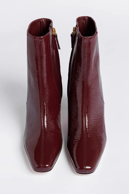 Alexis Boot Burgundy Patent Leather - Larroude