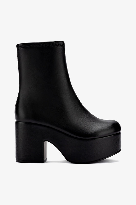 Miso Platform Boot In Black Stretch Leather - Larroude