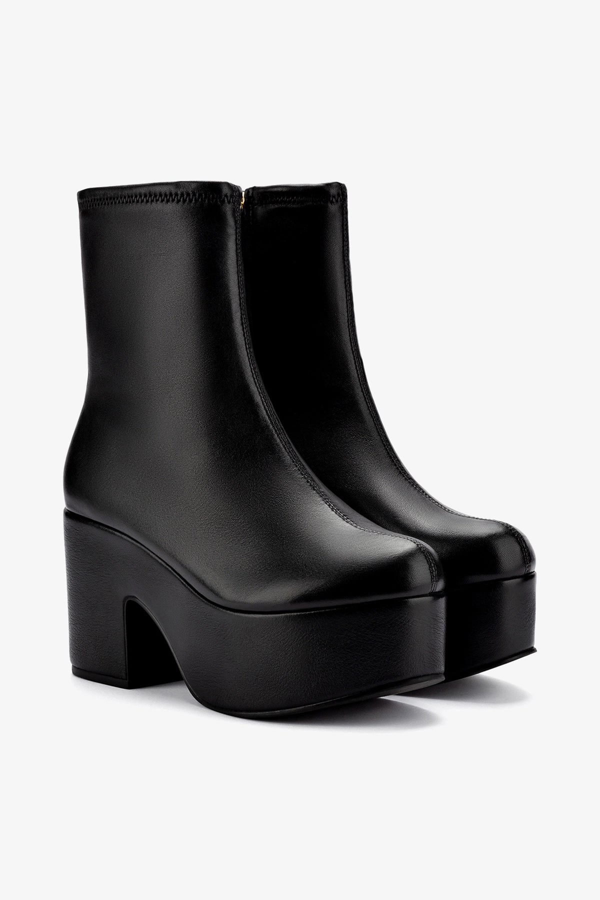 Miso Platform Boot In Black Stretch Leather - Larroude