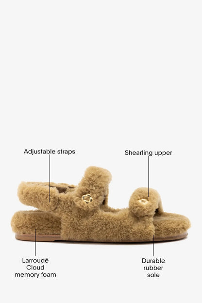 Jetty Fuzzy Sandal Latte Shearling - Larroude