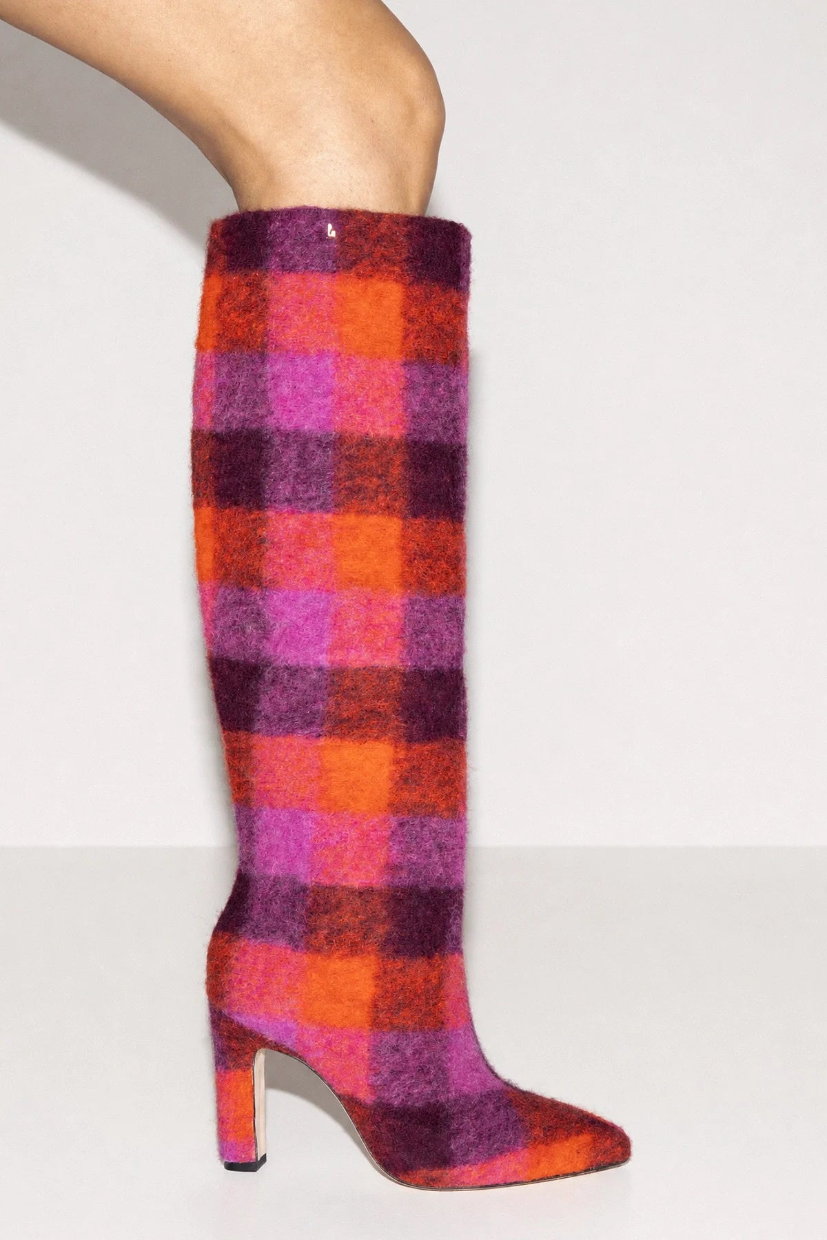 Cindy Hi Boot Plum Printed Felt - Larroude