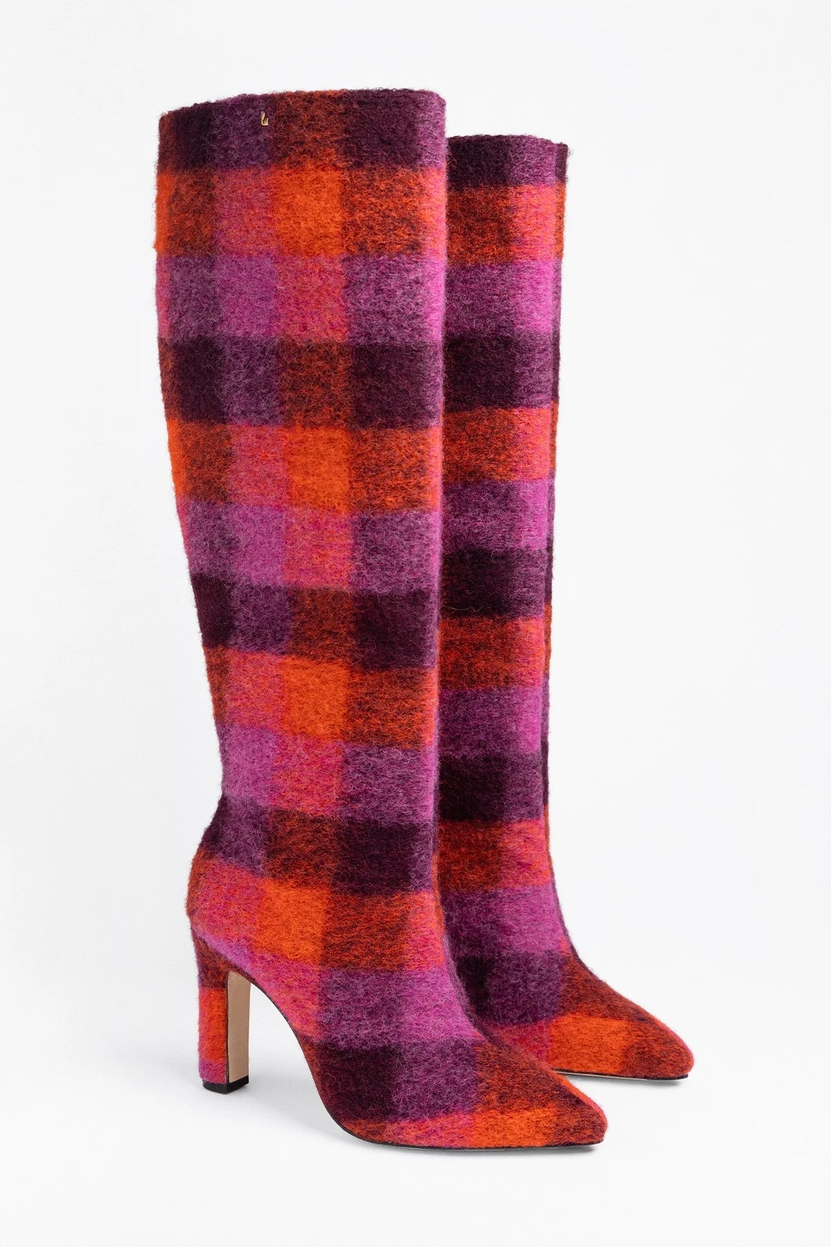Cindy Hi Boot Plum Printed Felt - Larroude