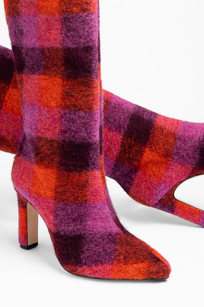 Cindy Hi Boot Plum Printed Felt - Larroude