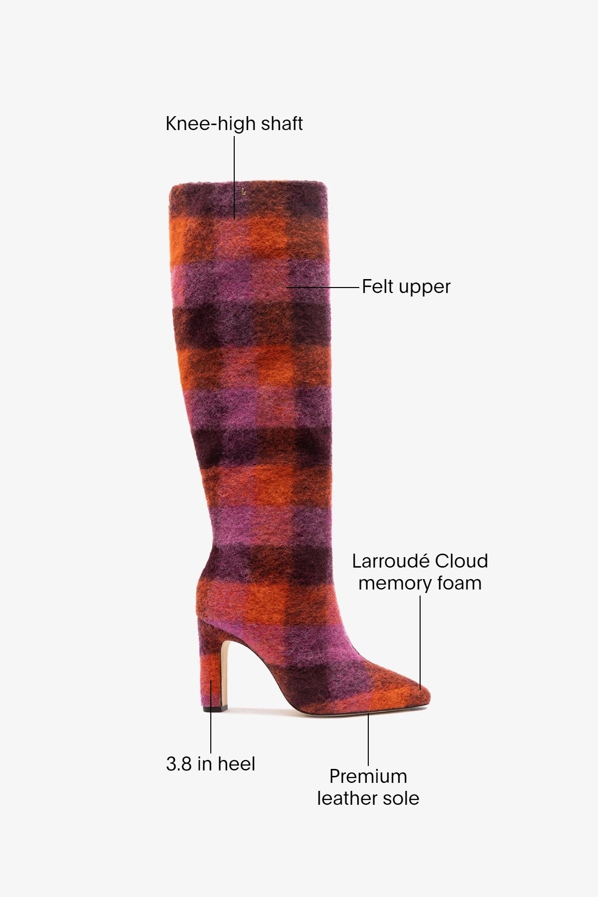 Cindy Hi Boot Plum Printed Felt - Larroude