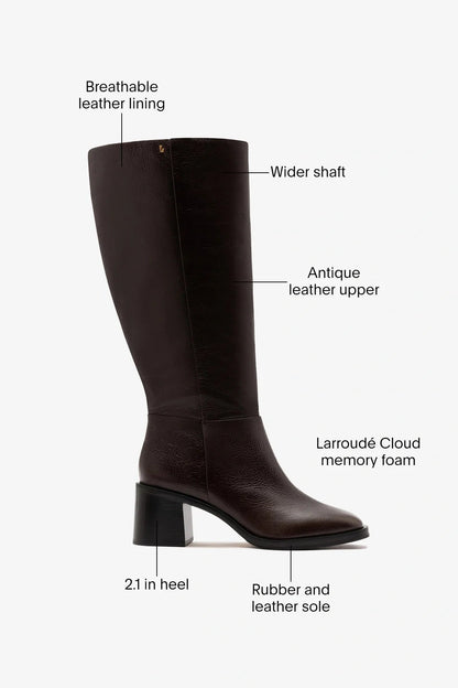 Ricky Wide Boot Brown Leather - Larroude