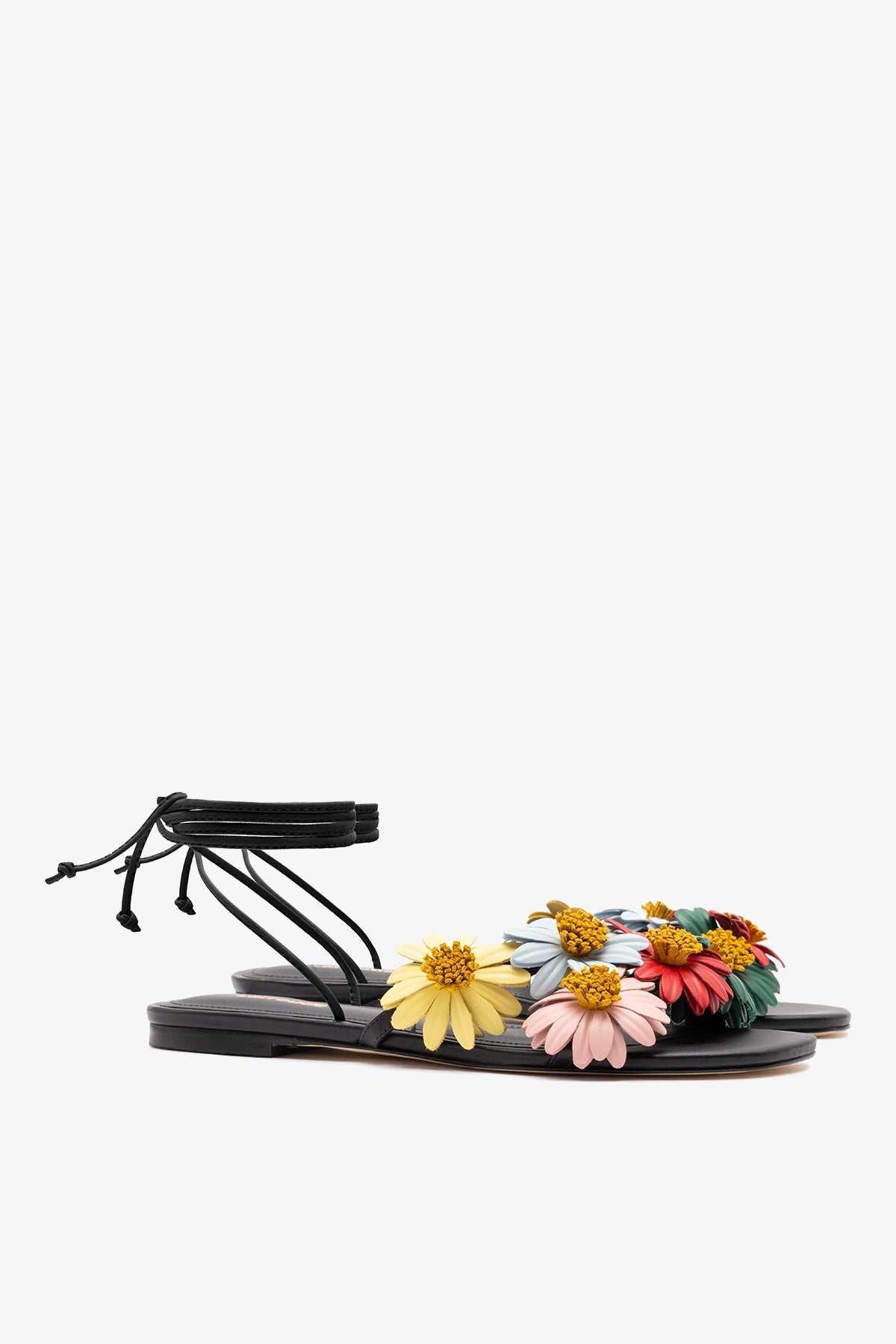 Fiore Flat Sandal Black Leather - Larroude