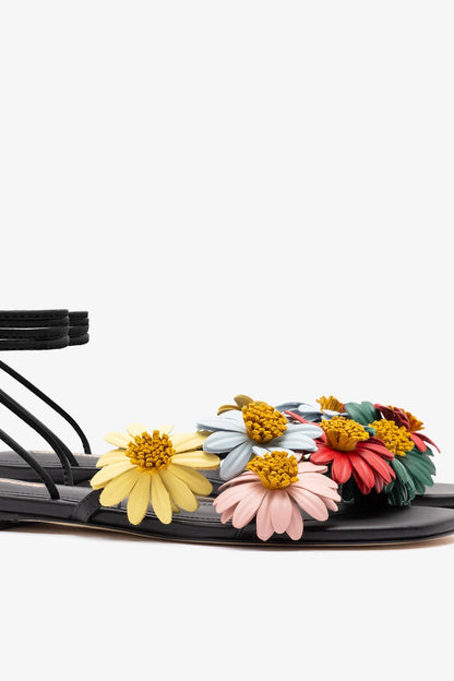 Fiore Flat Sandal Black Leather - Larroude