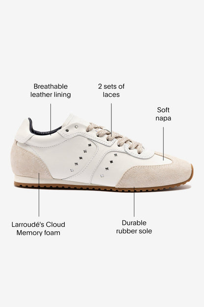 Stella Sneaker In White Leather - Larroude