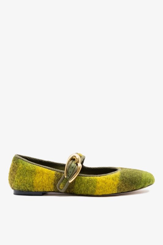 Verona Ballet Flat Cactus Printed Felt - Larroude