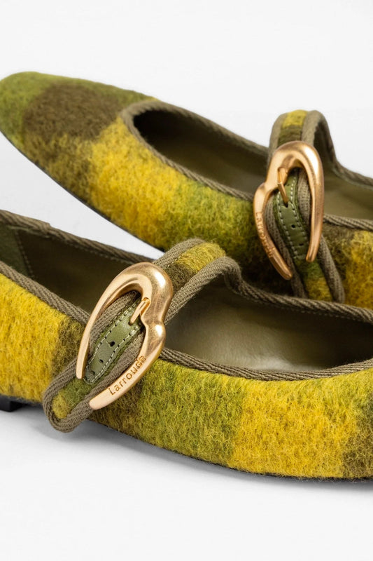 Verona Ballet Flat Cactus Printed Felt - Larroude