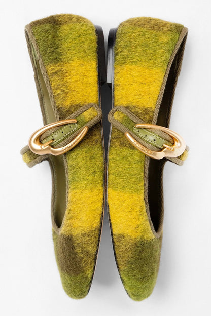 Verona Ballet Flat Cactus Printed Felt - Larroude