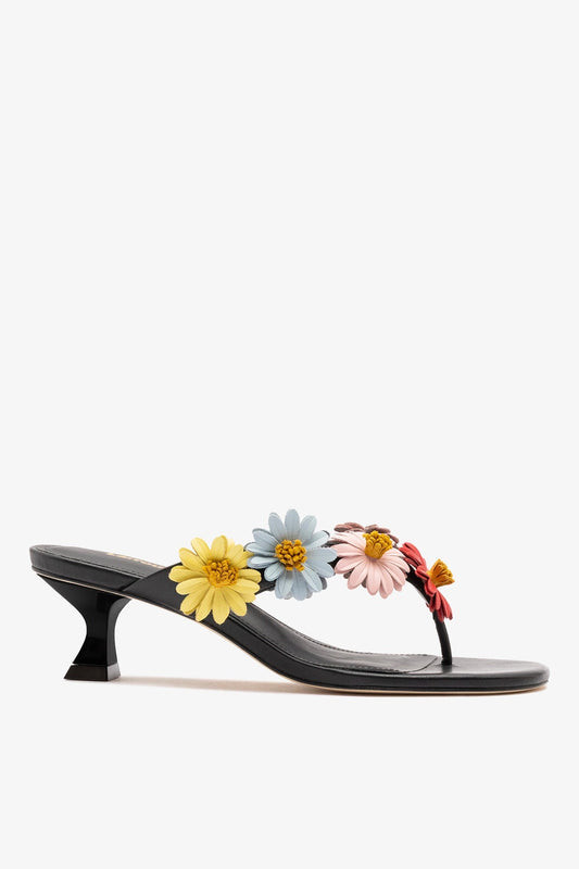 Fiore Thong Sandal Black Leather - Larroude