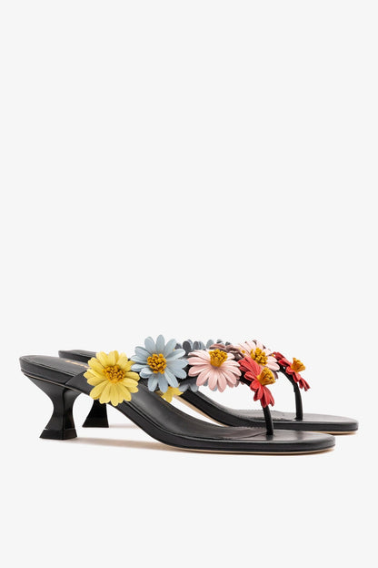 Fiore Thong Sandal Black Leather - Larroude