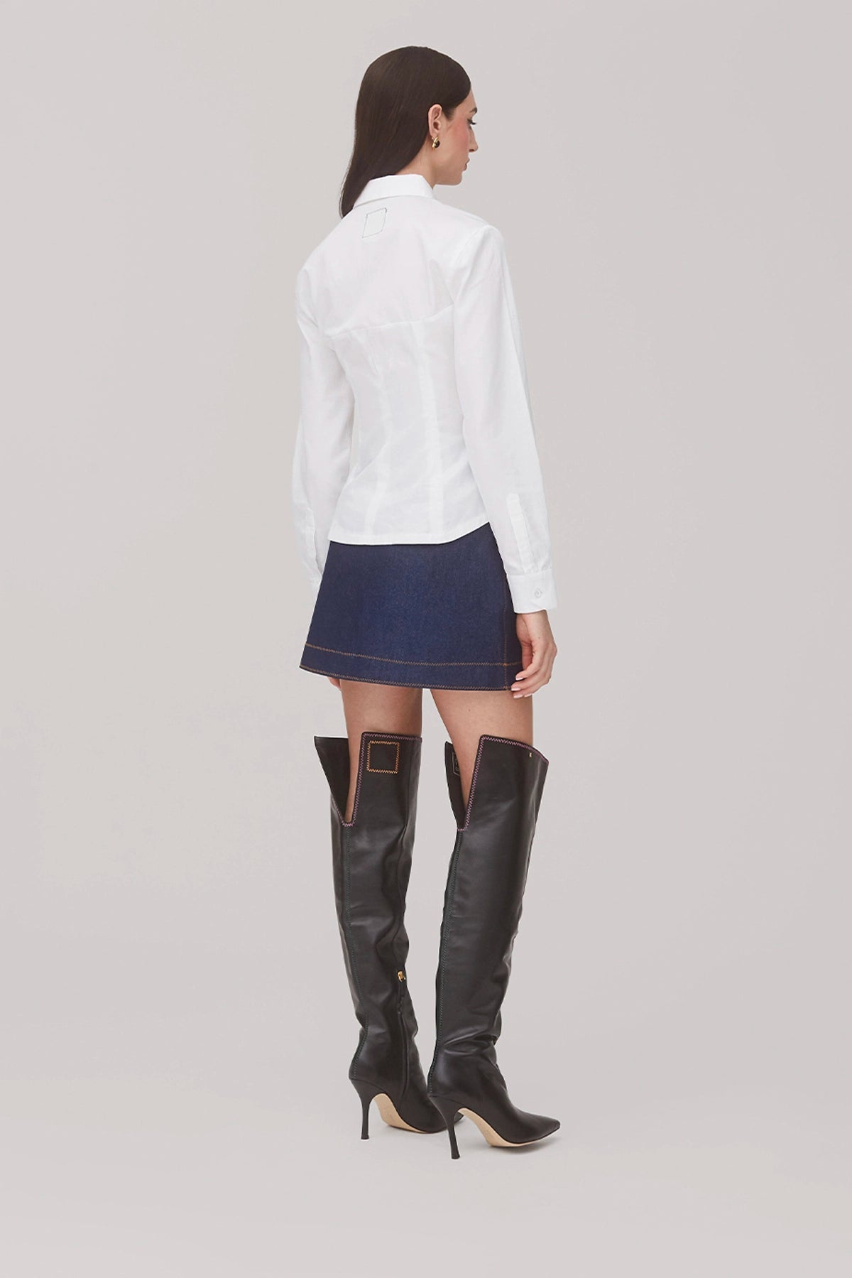 Marina Mini Skirt In Blue Denim - Larroude