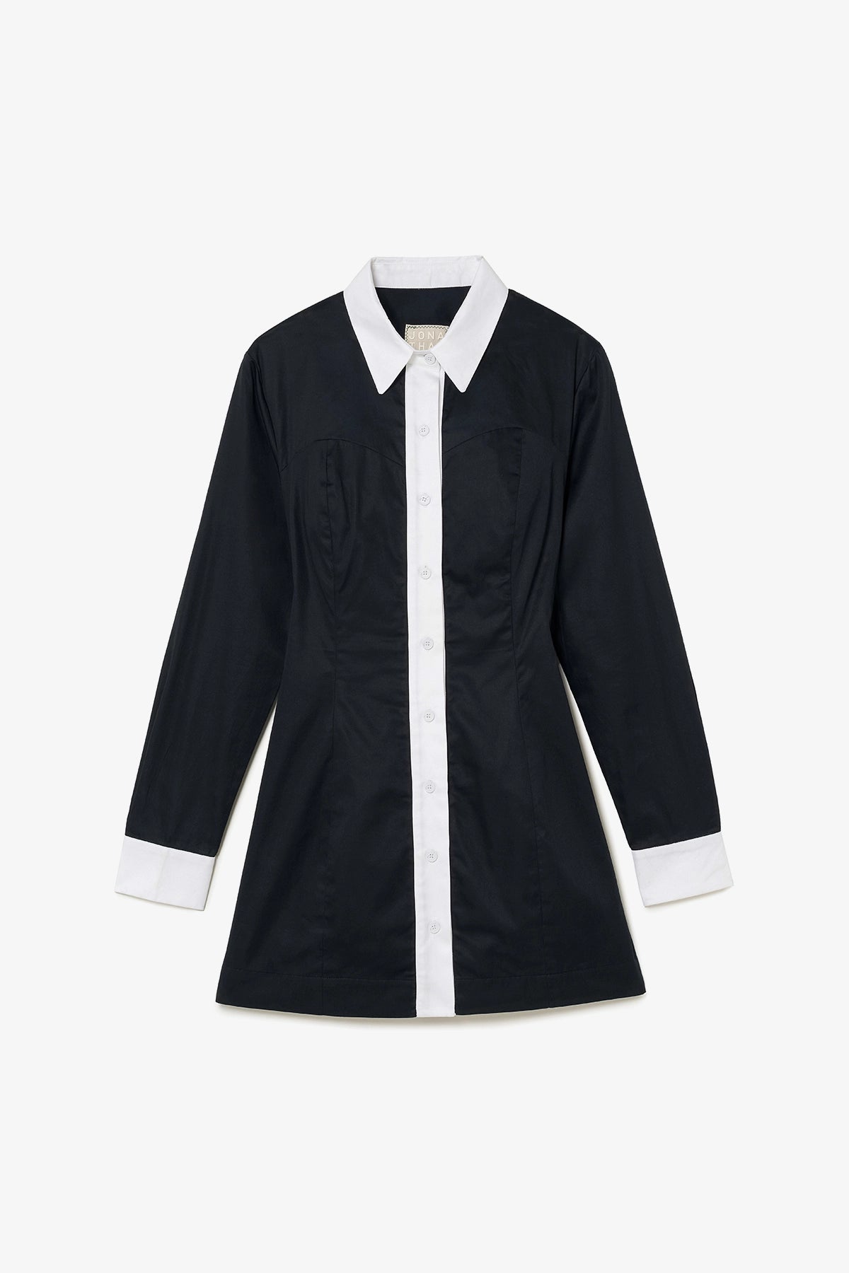 Annie Bustier Dress In Black and White Percale - Larroude