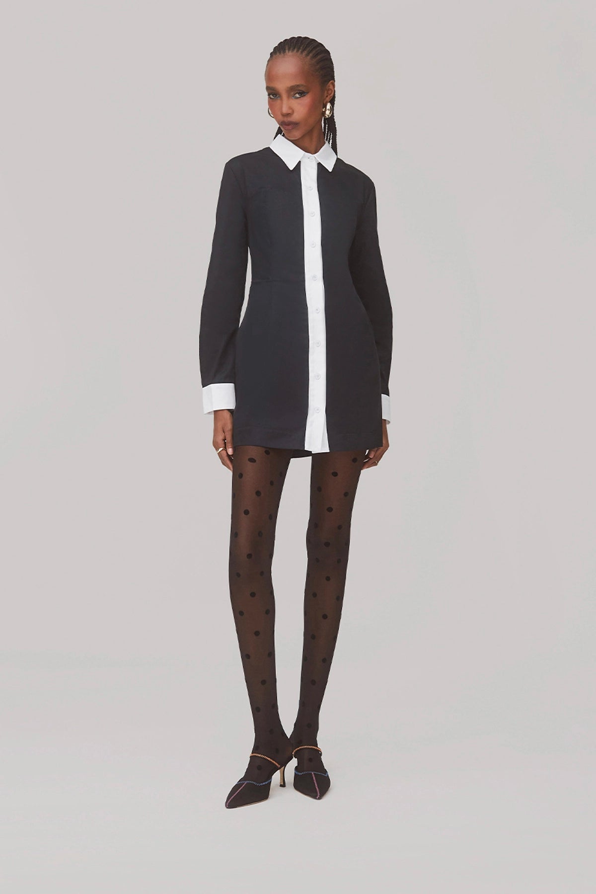 Annie Bustier Dress In Black and White Percale - Larroude