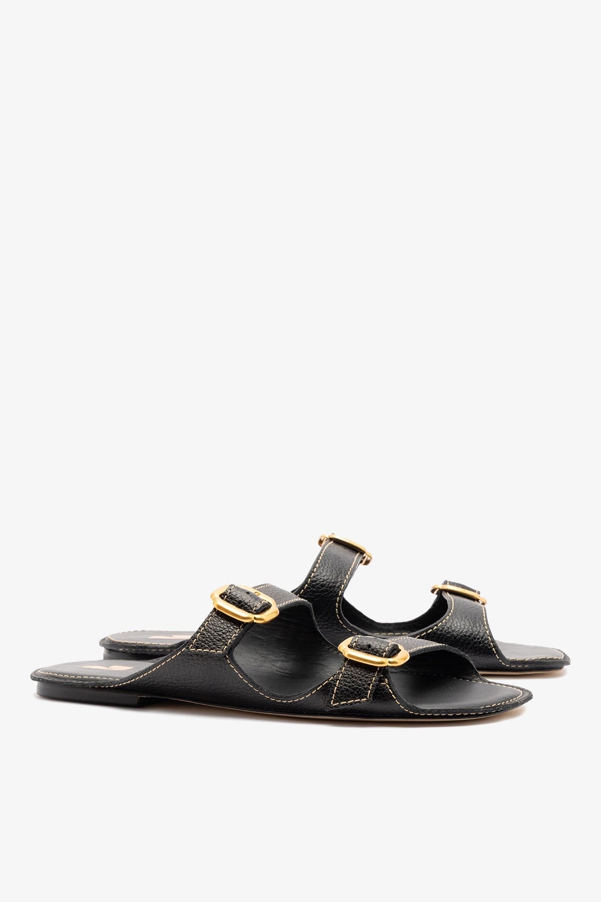 Amalfi Flat Black Leather - Larroude