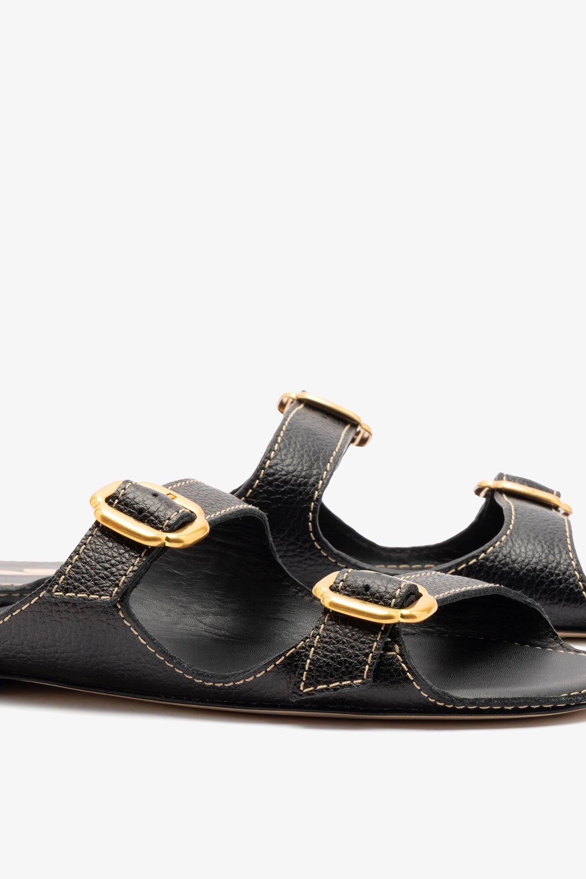 Amalfi Flat Black Leather - Larroude