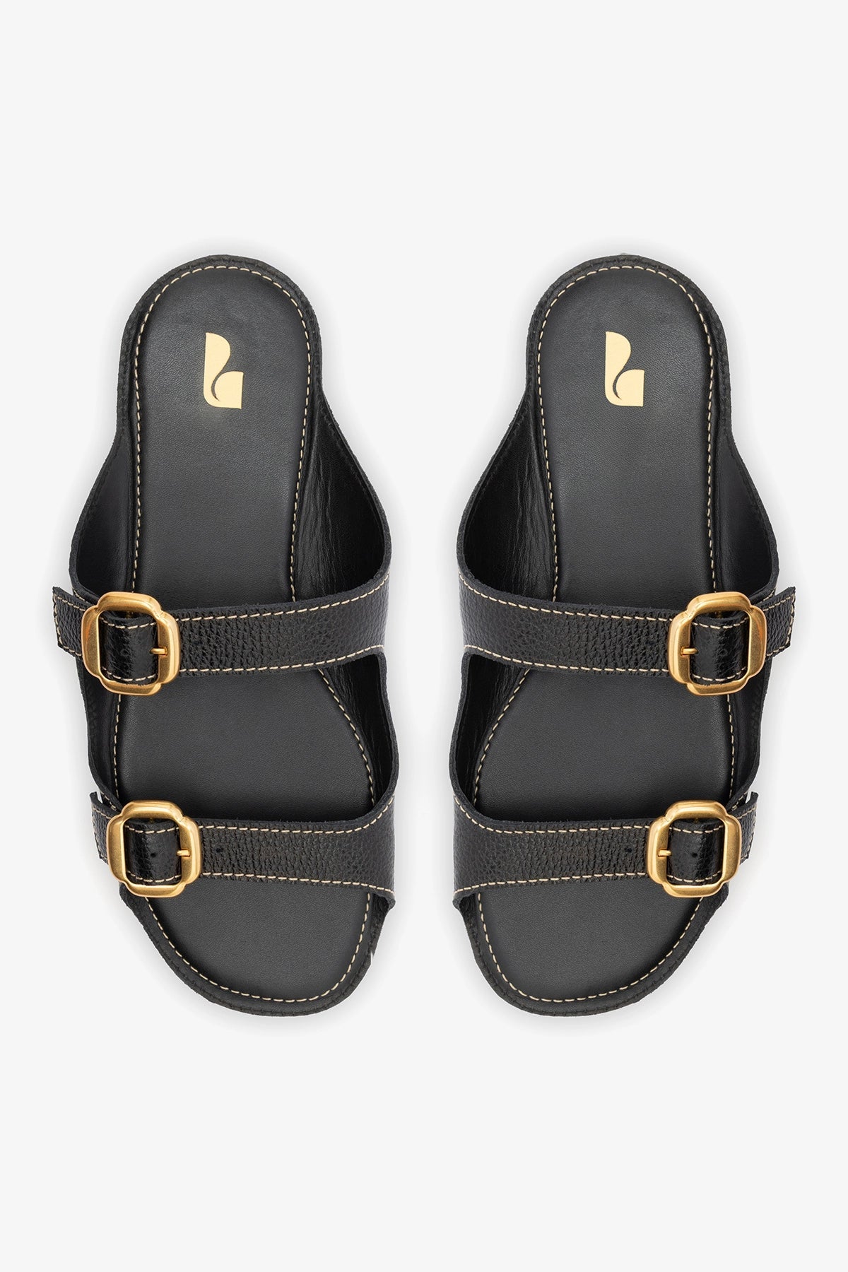 Amalfi Flat Black Leather - Larroude