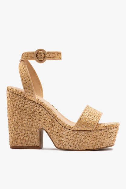 Cher Strap Sandal Natural Raffia - Larroude